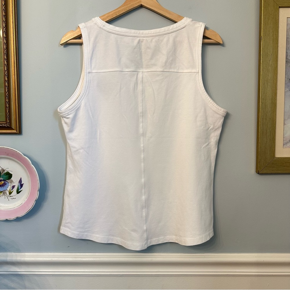 T by Talbots Tennis Prep Women's Tank Top Embroidered Large Petite Preppy - Picture 4 of 6